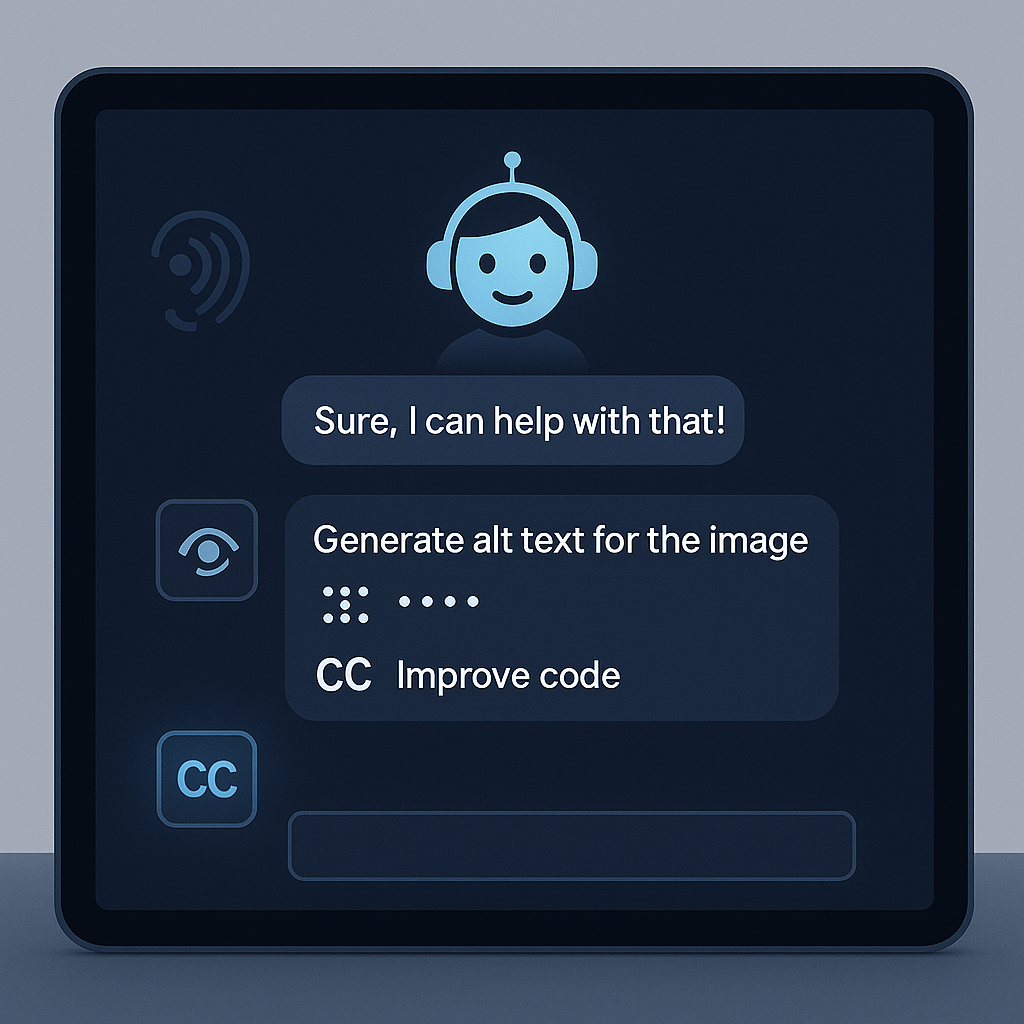 Tablet showing AI chatbot assisting with accessibility tasks.