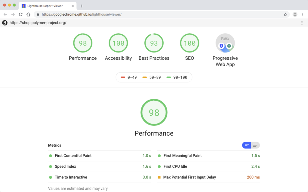 A preview image of Lighthouse by Chrome